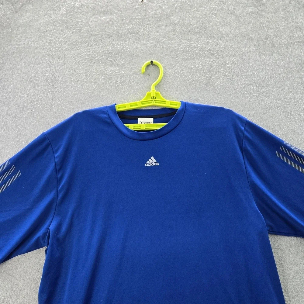 Adidas‎ Men Shirt XL Blue Activewear Logo Short Sleeve
